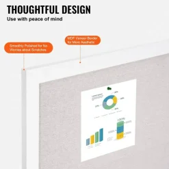 Aluminum Frame Cork Bulletin Board with Linen Surface, Wall Mounted Memo Board, Vertical Horizontal Display Organizer