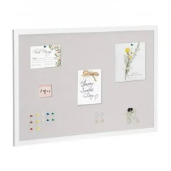 Aluminum Frame Cork Bulletin Board with Linen Surface, Wall Mounted Memo Board, Vertical Horizontal Display Organizer