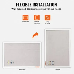 Aluminum Frame Cork Bulletin Board with Linen Surface, Wall Mounted Memo Board, Vertical Horizontal Display Organizer