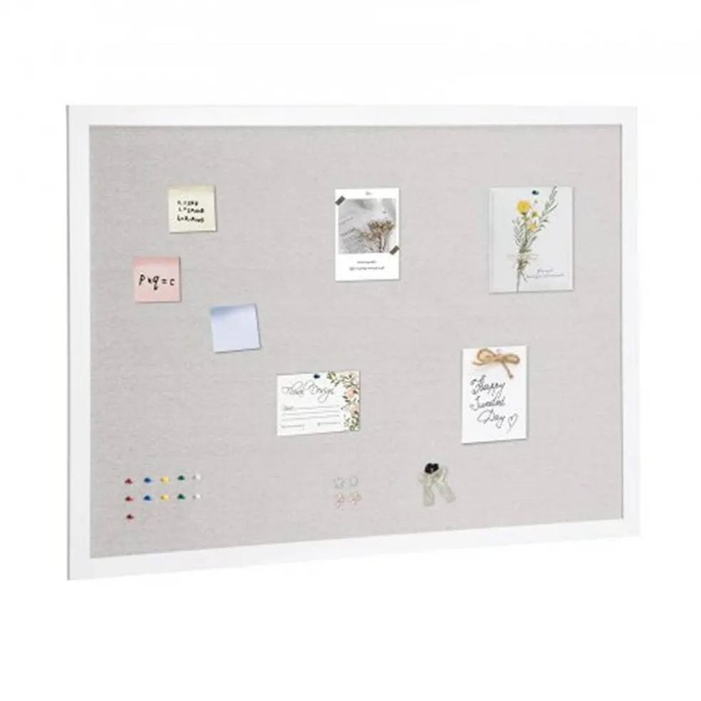 Aluminum Frame Cork Bulletin Board with Linen Surface, Wall Mounted Memo Board, Vertical Horizontal Display Organizer