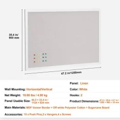 Aluminum Frame Cork Bulletin Board with Linen Surface, Wall Mounted Memo Board, Vertical Horizontal Display Organizer
