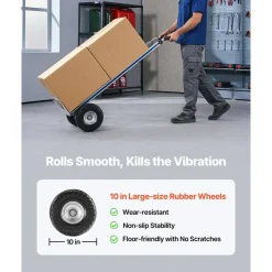 Aluminum Hand Truck Dolly 500lb Capacity 10in Wheels Heavy Duty Silver