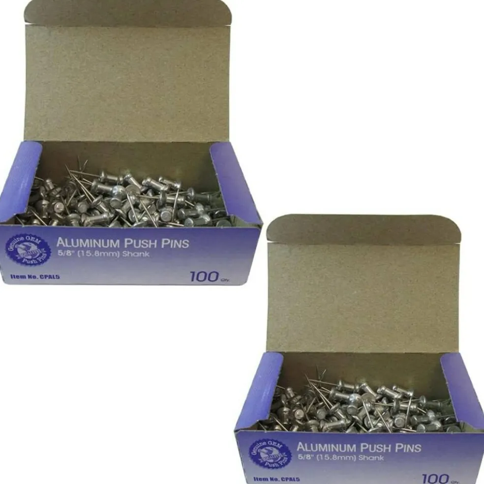 5/8" Aluminum Push Pins 100/Box, 2 Pack
