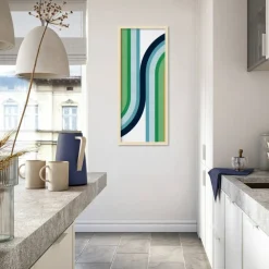 Amanti Art Framed Fabric Pinboard Colorful curved lines 2 Printed Bulletin Board for Use as a Vision Board or Wall Organization