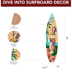 American Art Decor Aloha Hawaii Surfboard Plague Wall Sign - 15" x 59.625"