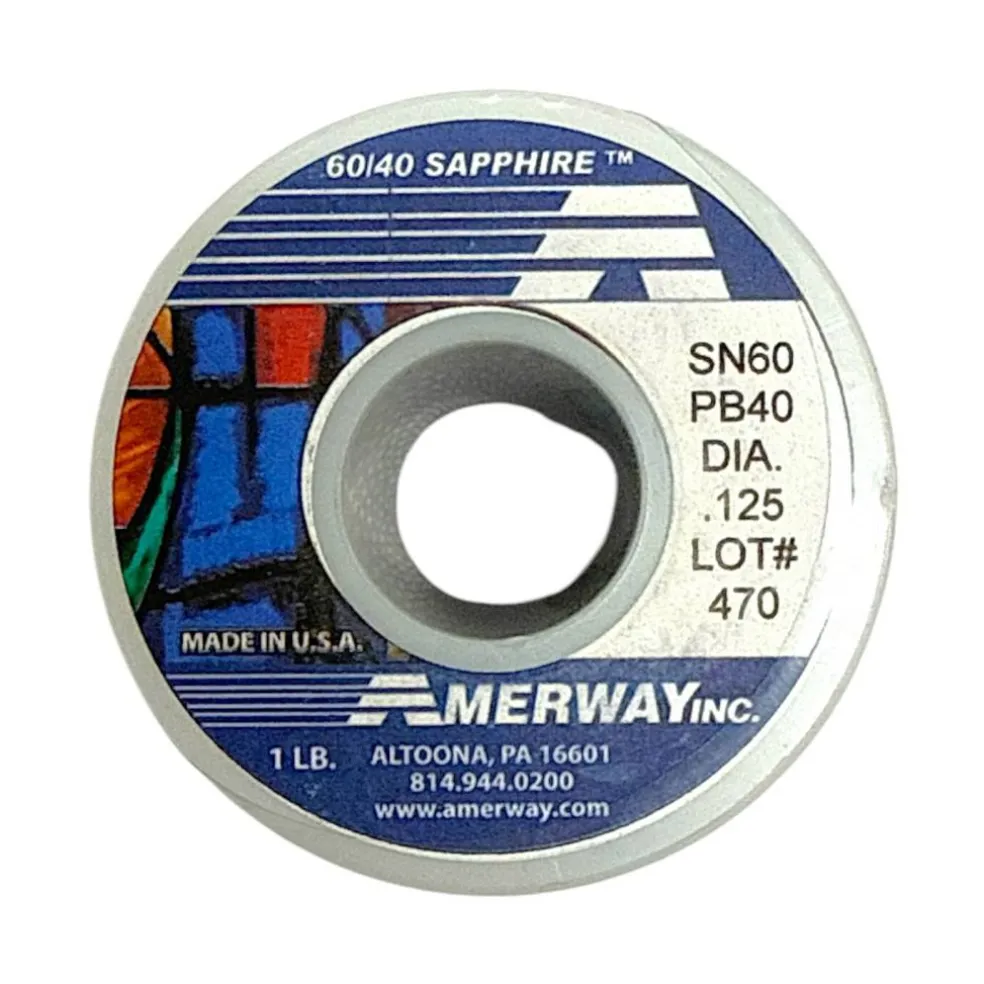 AMERWAY 60/40 SAPPHIRE Solder for Stained Glass (1 LB Spool)