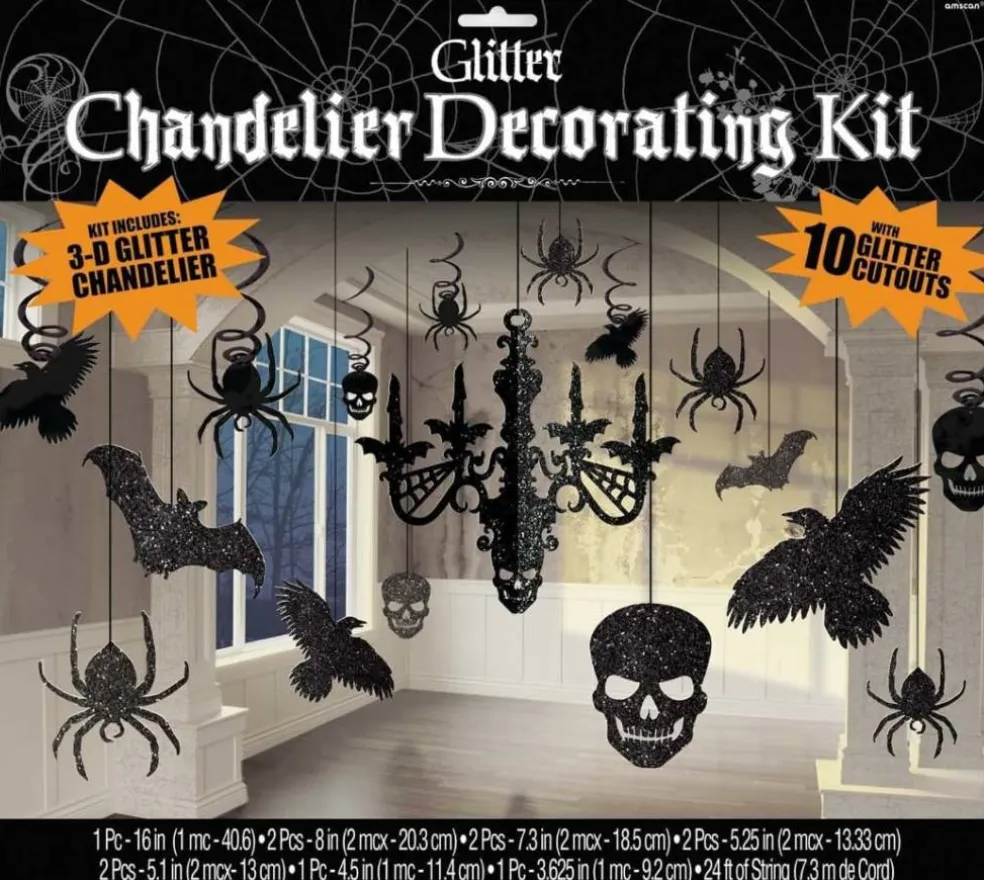 Amscan Party Decoration Halloween Glitter Paper Chandelier Decorating Kit 17 in a Package