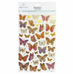 Angels Craft 59 Count Pink Butterfly Stickers with Gold Foil Outlines & Accents