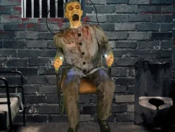 Animated Death Row Prisoner Halloween Prop with Lights