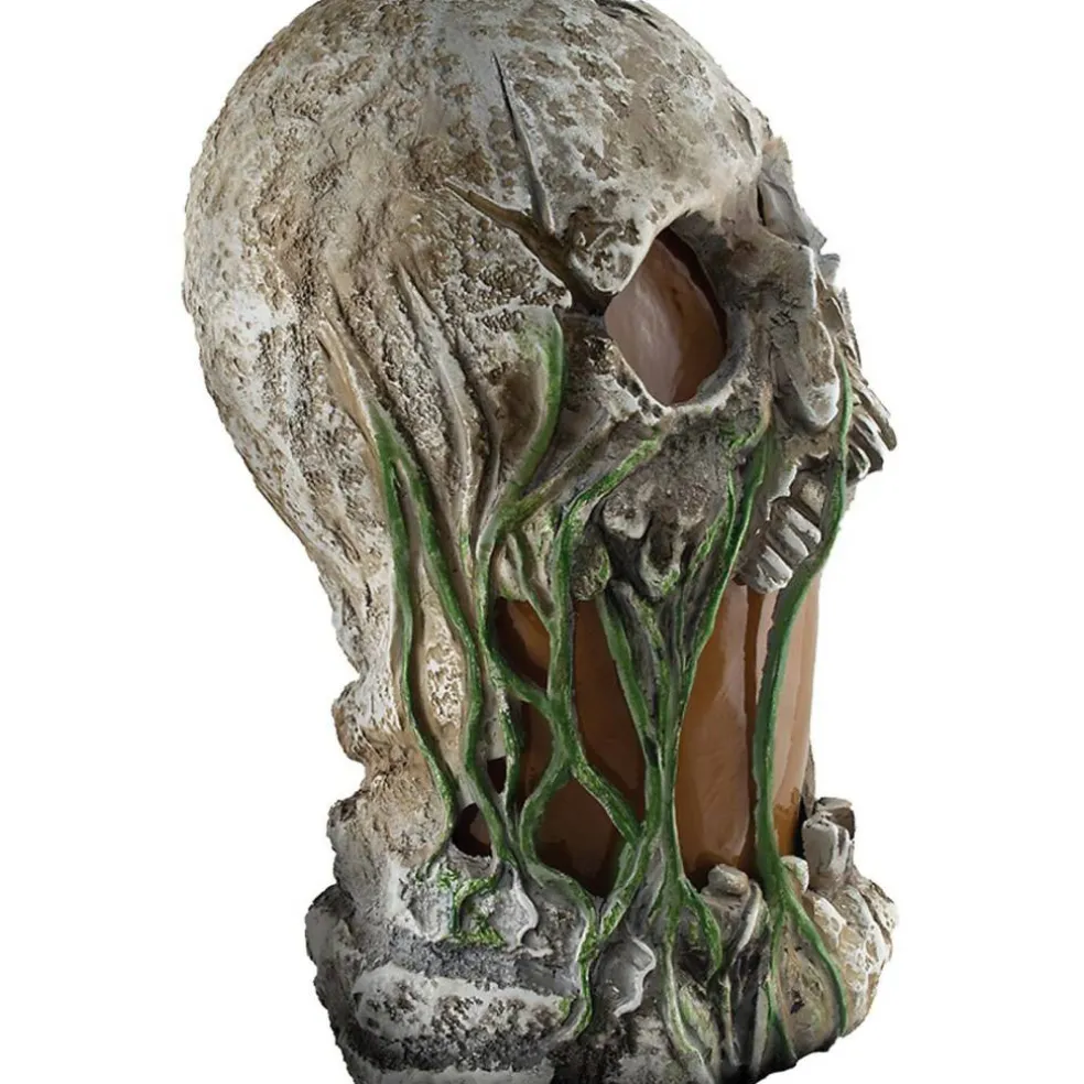 12" Animated Flaming Rotted Skull Halloween Decoration