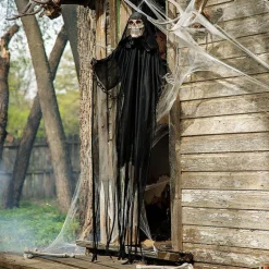 Animated Hanging Chained Grim Reaper Plastic Halloween Decoration 6 Ft