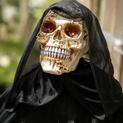 Animated Hanging Chained Grim Reaper Plastic Halloween Decoration 6 Ft