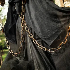 Animated Hanging Chained Grim Reaper Plastic Halloween Decoration 6 Ft