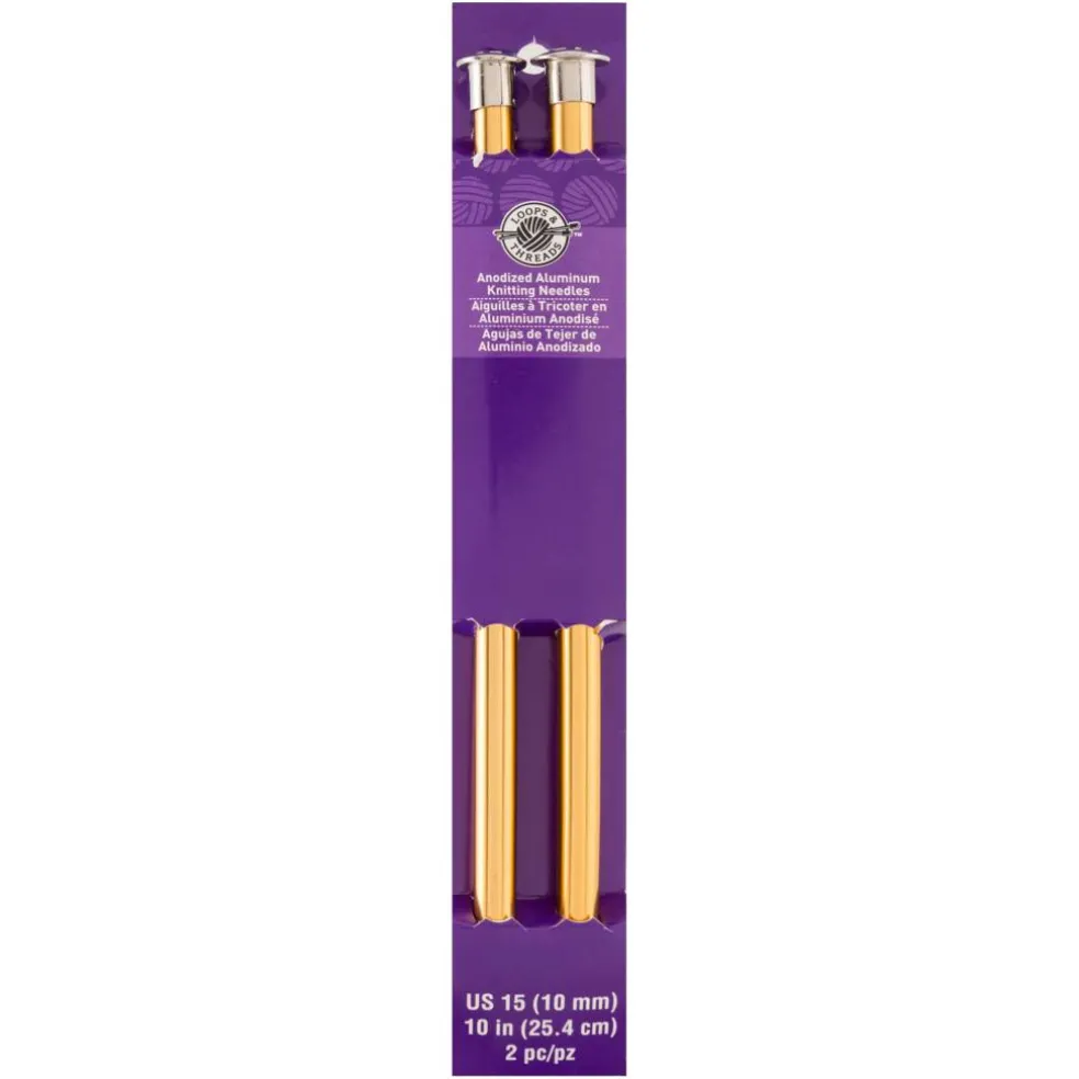 10" Anodized Aluminum Knitting Needles by Loops & Threads®