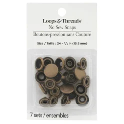 5/8" Antique Brass No Sew Snaps, 7ct. by Loops & Threads®