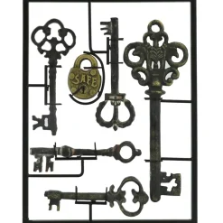 12.75" Antique Gold Key Set Tabletop Décor in Metal Frame by Ashland®