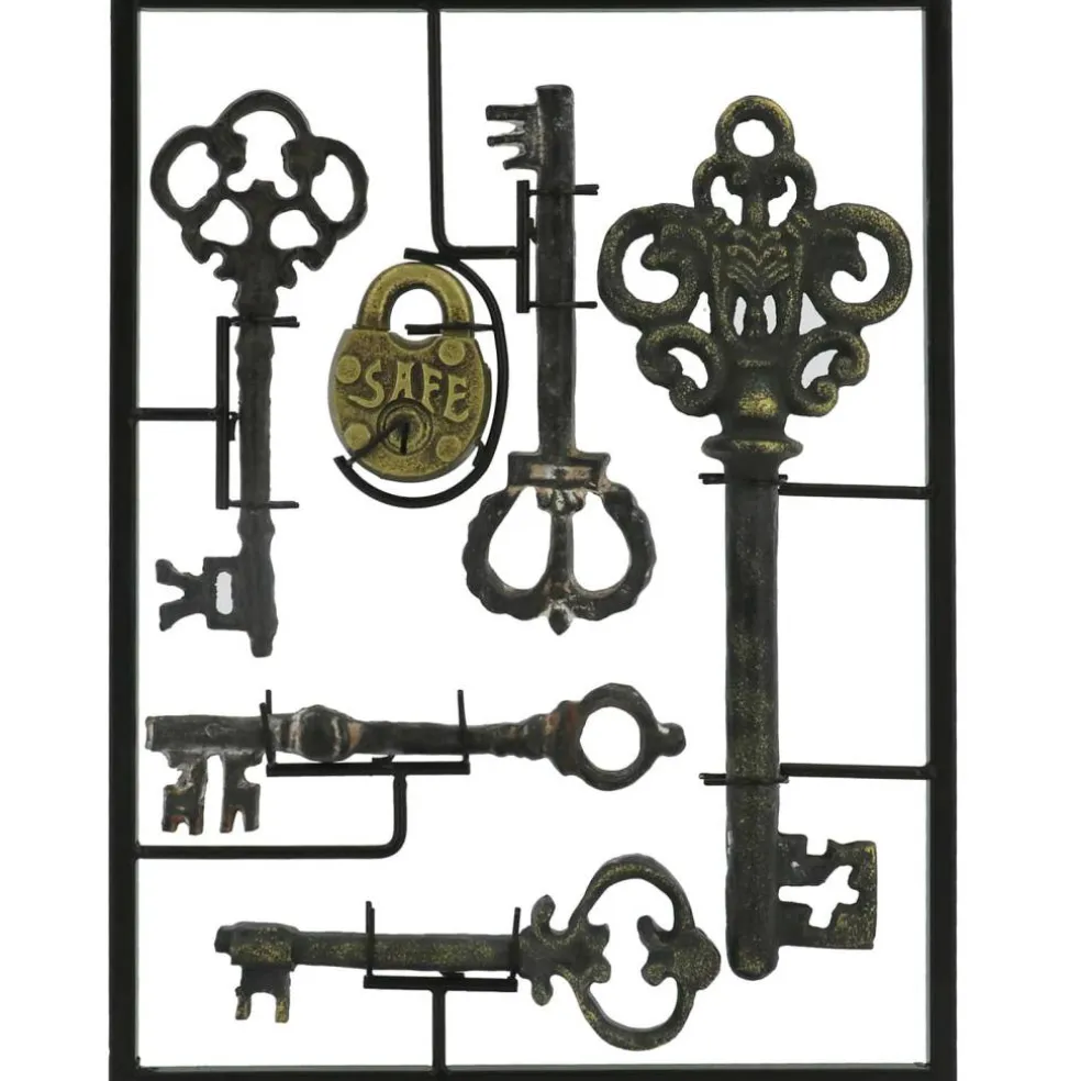 12.75" Antique Gold Key Set Tabletop Décor in Metal Frame by Ashland®