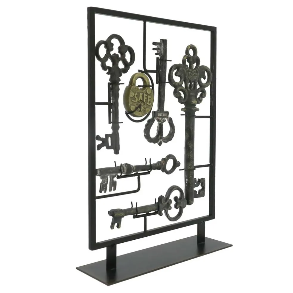 12.75" Antique Gold Key Set Tabletop Décor in Metal Frame by Ashland®