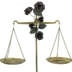 17.5" Antique Gold Scale with Dark Roses Tabletop Décor by Ashland®