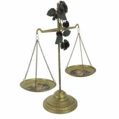 17.5" Antique Gold Scale with Dark Roses Tabletop Décor by Ashland®