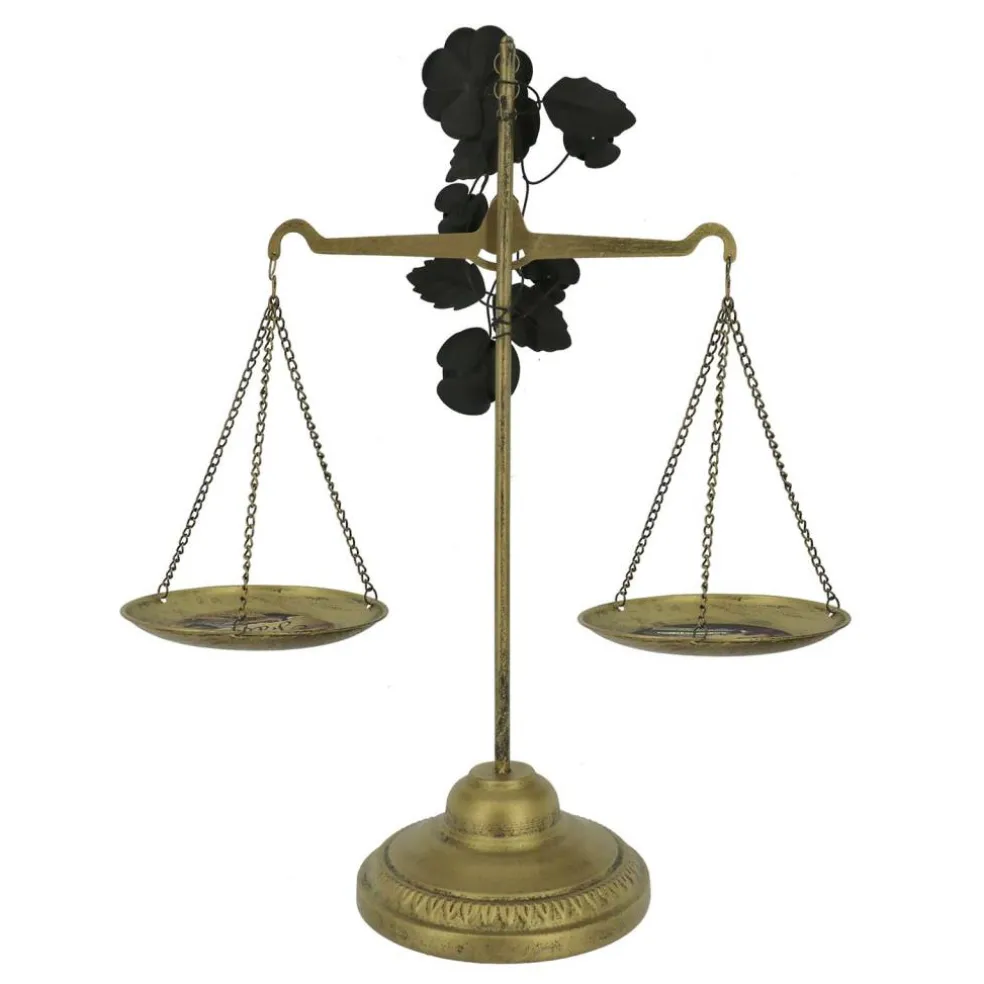 17.5" Antique Gold Scale with Dark Roses Tabletop Décor by Ashland®