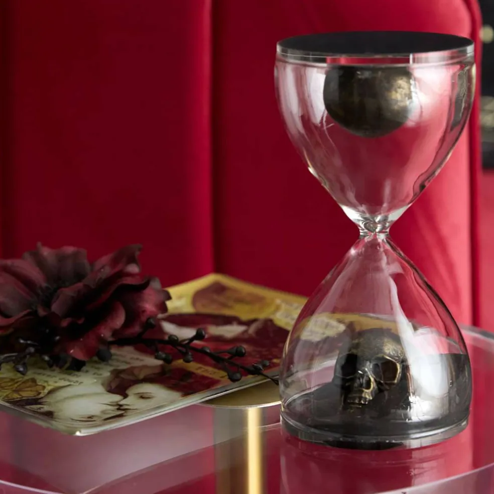 6.5" Antique Gold Skull Hourglass Tabletop Décor by Ashland®