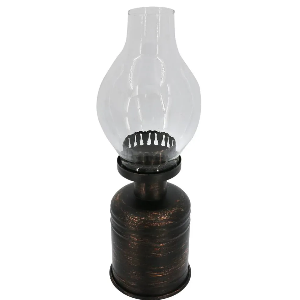 12.75" Antique Gold Wide Iron & Glass Tealight Holder by Ashland®
