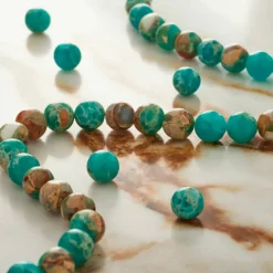 Aqua Serpentinite Jasper Round Beads by Bead Landing™