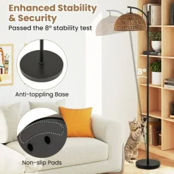 Arc Floor Lamp 63 Inches Tall Pole Lamp with Hanging Lampshade-Black