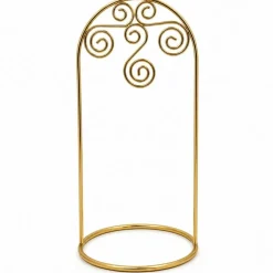 Arched Swirls Gold Tone Metal Ornament Stand Holder Display 7.75 Inches