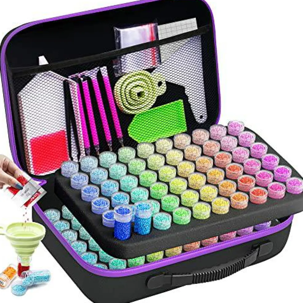 ARTDOT Diamond Painting Storage Boxes, 120 Slots Bead Storage with 5D Diamond Art Accessories and Tools Kit