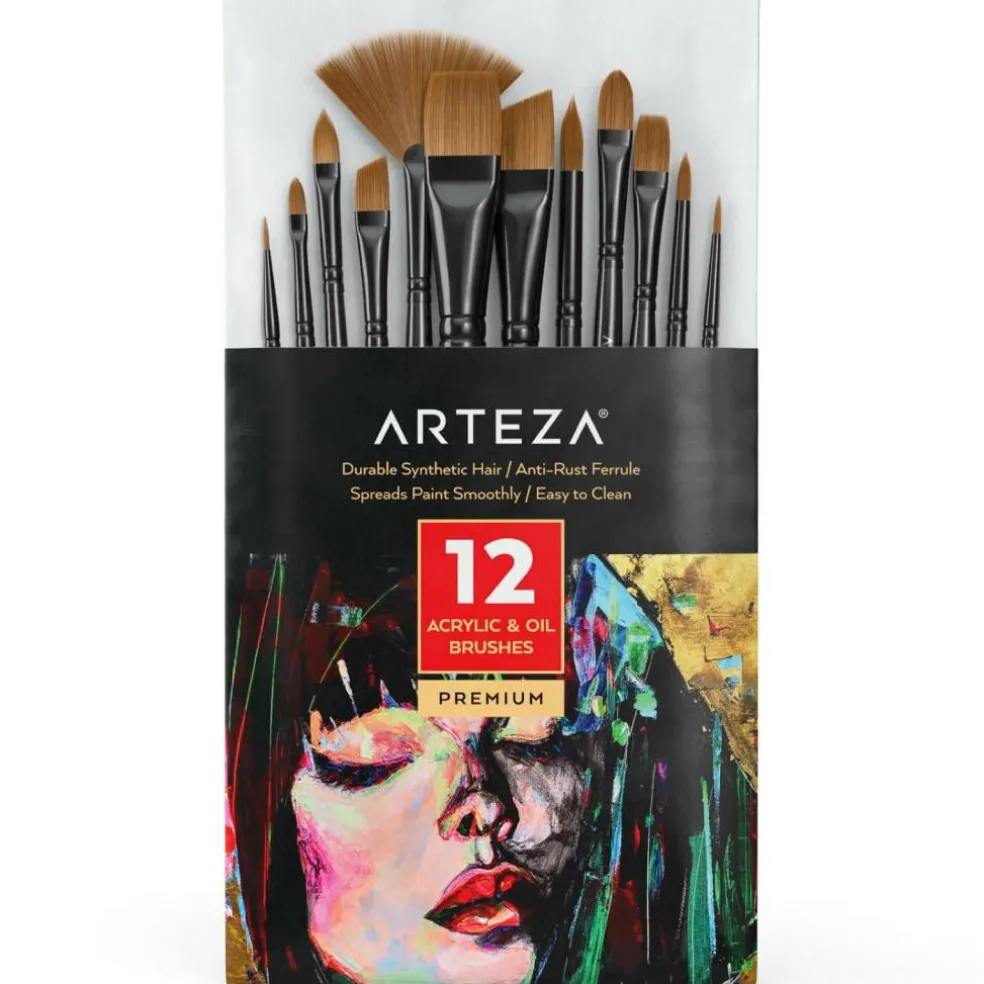 Arteza® Acrylic & Oil 12 Piece Brush Set