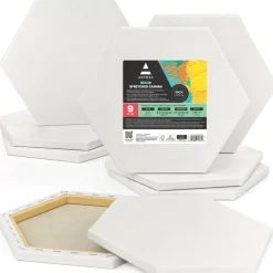 Arteza® 6" Side White Hexagon Classic Stretched Canvases, 9ct.