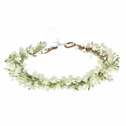 Artificial Baby’s Breath Flower Crown Headband, Bridal Eucalyptus Floral Halo Headpiece for Wedding, Bridesmaids, Maternity Photoshoot, Festival and Photo Prop (White)