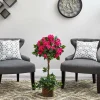 34" Artificial Bougainvillea Topiary with Wood Box