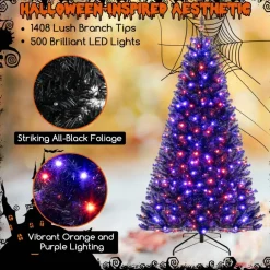 Artificial Christmas Tree with 6 Lighting Modes and Spooky Sounds for Halloween Decoration