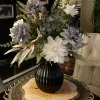 Artificial Dahlia Bouquet – White and Blue Silk Flowers for Vase, Home Table Decor Bathroom Decoration