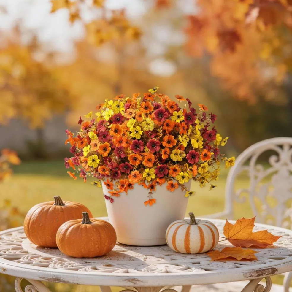 Artificial Fake Fall Plants Flowers for Outdoor Outside Decoration