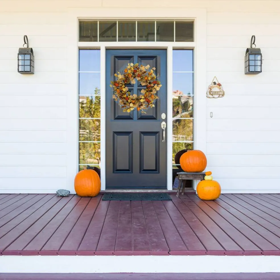 Artificial Fall Wreath for Front Door Autumn Wreath for Home Decor