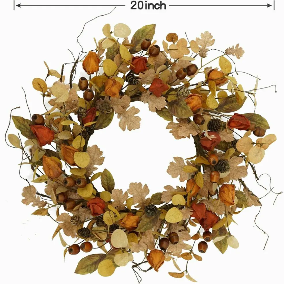 Artificial Fall Wreath for Front Door Autumn Wreath for Home Decor