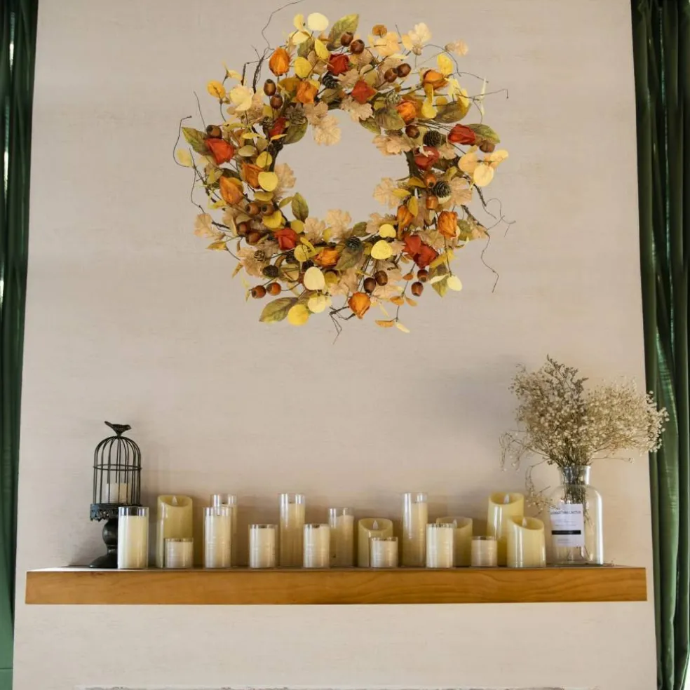 Artificial Fall Wreath for Front Door Autumn Wreath for Home Decor