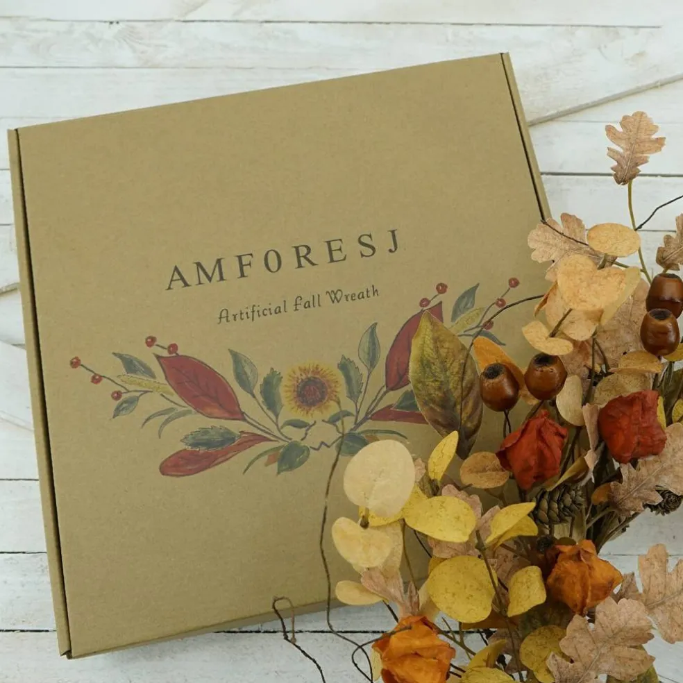 Artificial Fall Wreath for Front Door Autumn Wreath for Home Decor