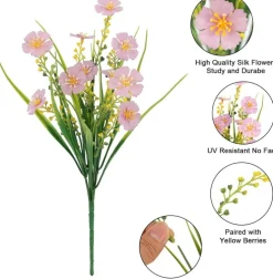 Artificial Flowers for Outdoors 6 Bundles Fake UV Resistant No Fade Flowers Faux Hanging Spring Flowers for Indoor Outside Planters Garden Porch Yard Window Home Summer Decor