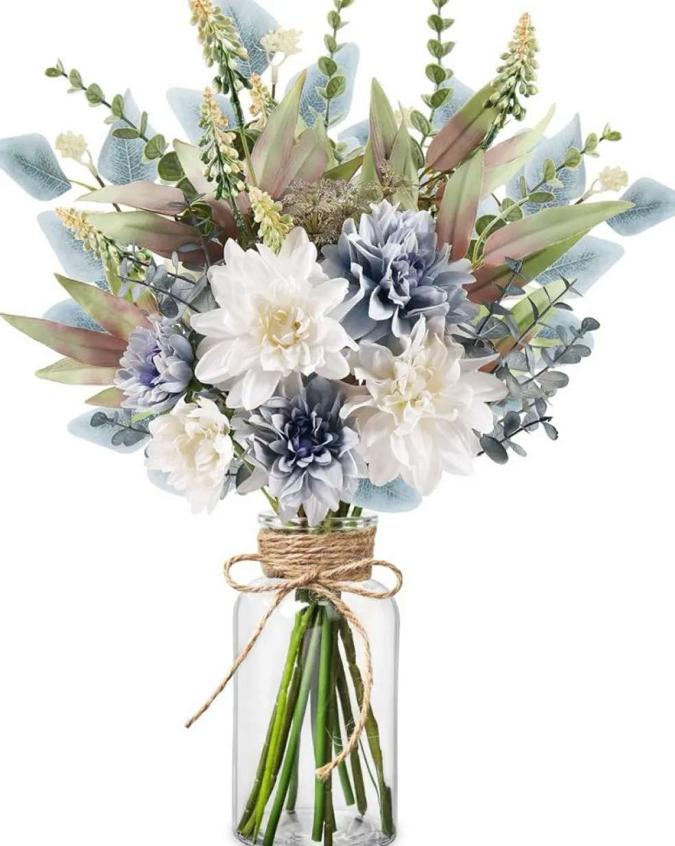 Artificial Flowers in Vase – Faux Silk Flower Arrangement for Table & Home Decor