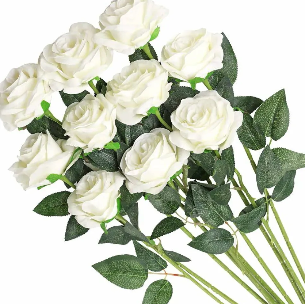 Artificial Flowers Silk Roses Fake Bridal Wedding Bouquet