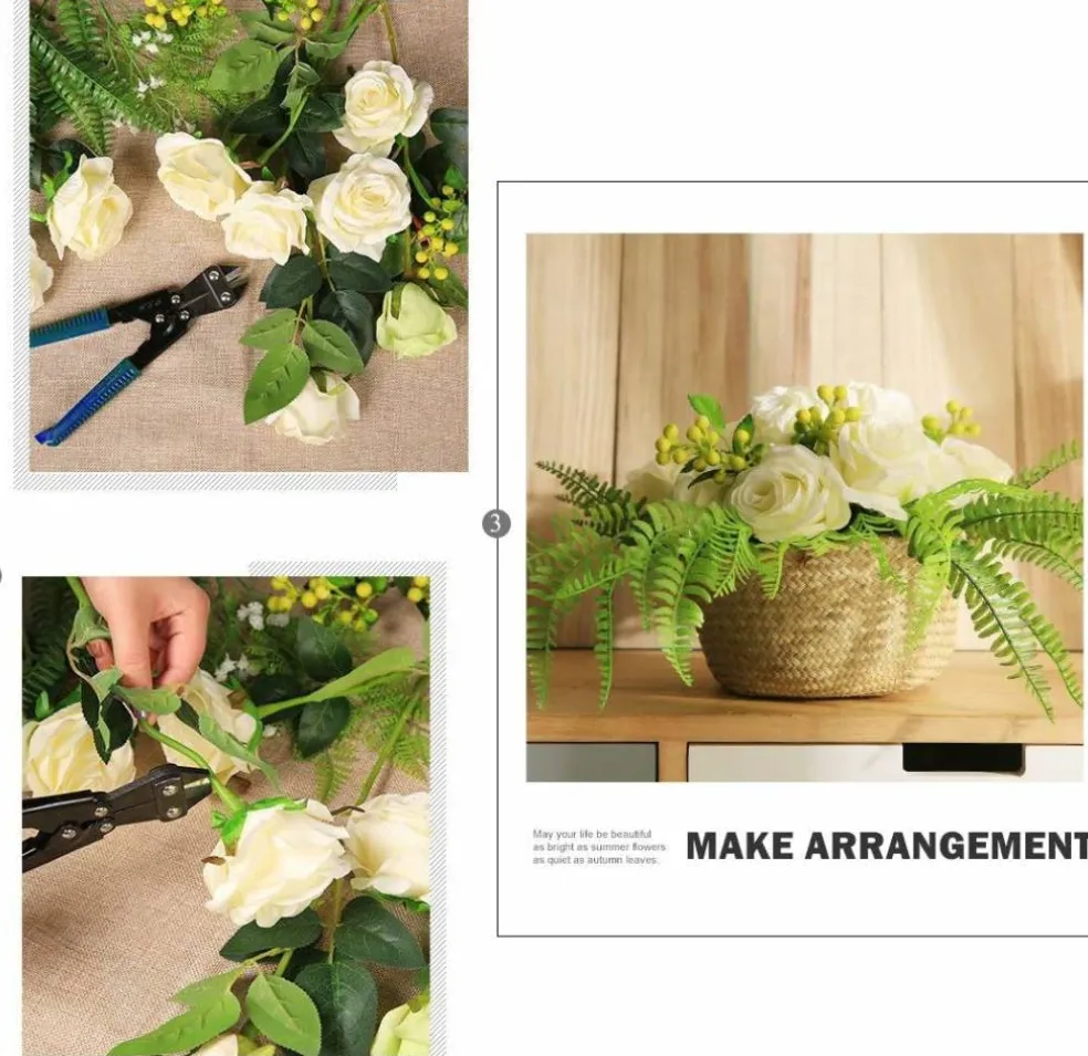 Artificial Flowers Silk Roses Fake Bridal Wedding Bouquet