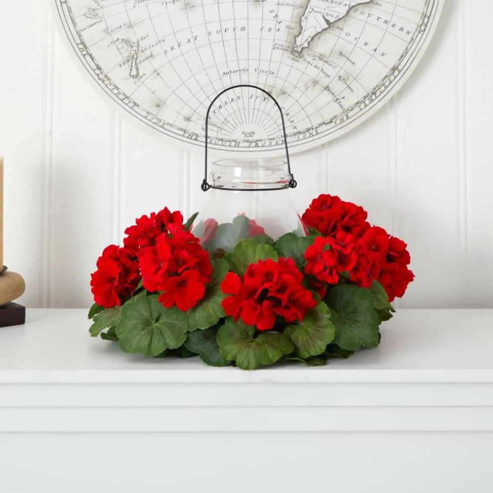 16" Artificial Geranium Candelabrum
