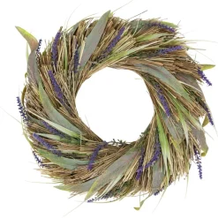 14" Artificial Grass and Lavender Spring Wreath