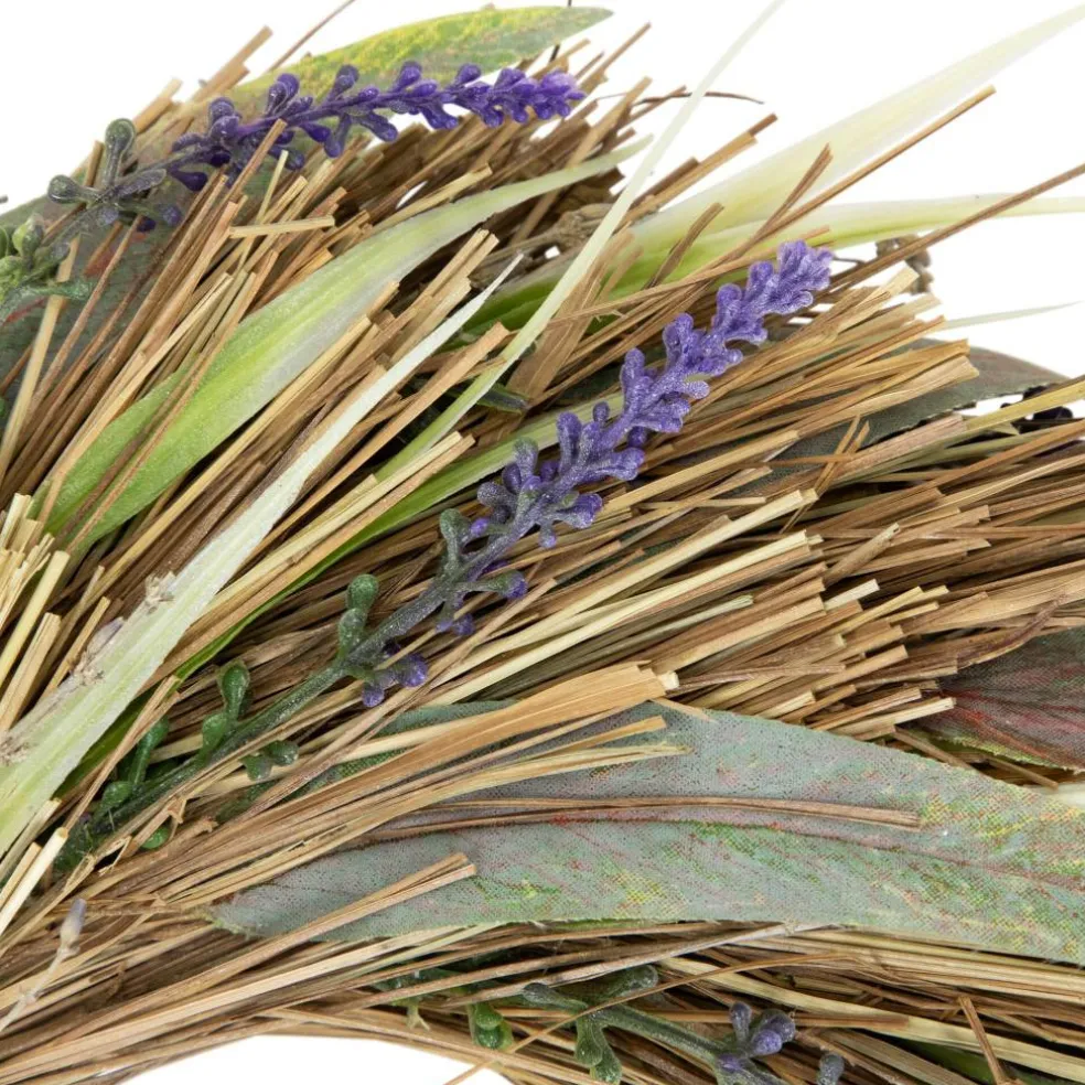 14" Artificial Grass and Lavender Spring Wreath