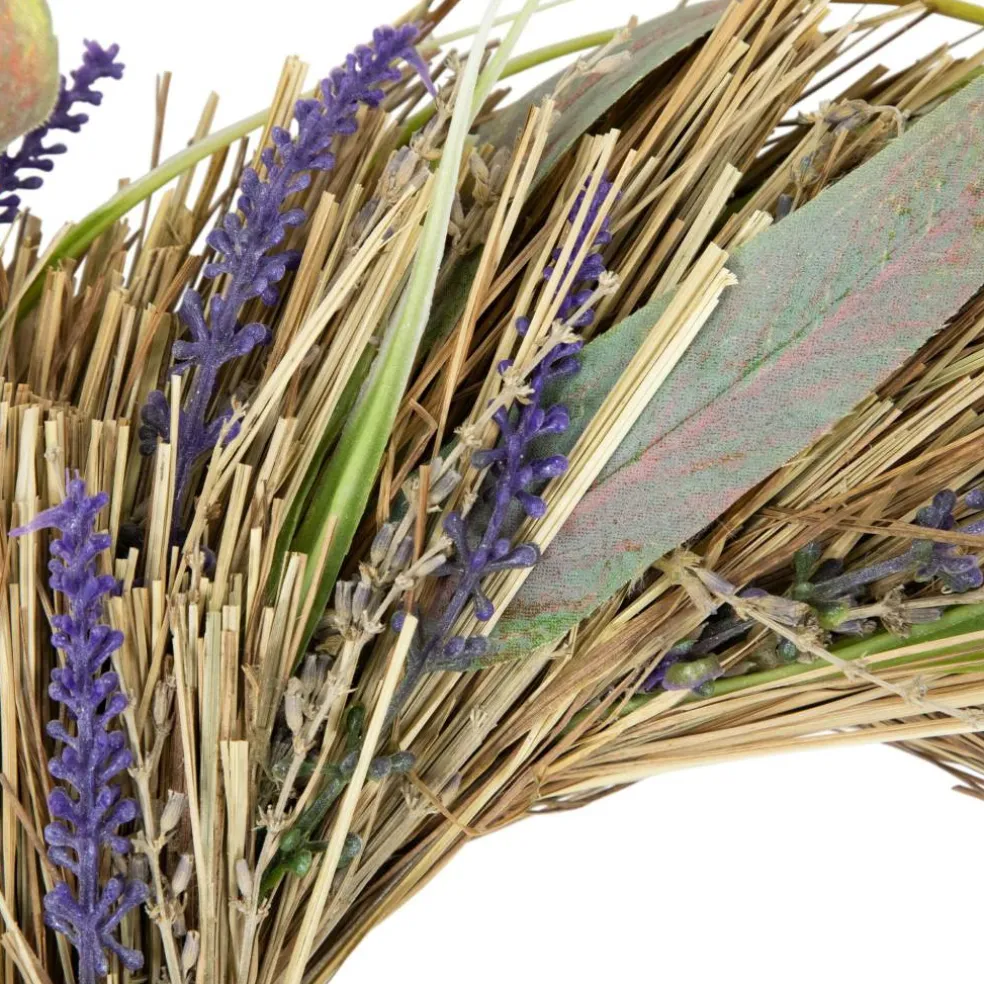 14" Artificial Grass and Lavender Spring Wreath